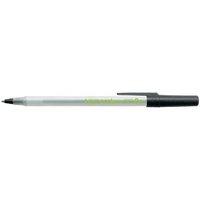 Bic Ecolutions Stic Ballpoint Pen Recycled Slim 1.0mm Tip 0.4mm Line (Black) - (Pack of 12 Pens)