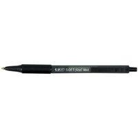 Bic SoftFeel Clic Ballpoint Pen Retractable Rubberised Barrel 1.0mm Tip 0.3mm Line (Black) - (Pack of 12 Pens)