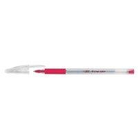 Bic Cristal Grip Ballpoint Pen Clear Barrel 1.0mm Tip 0.4mm Line (Red) - (Pack of 20 Pens)