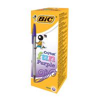 bic cristal fun ballpoint pens purple box of 20
