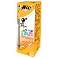 bic cristal fun ballpoint pens orange orange box of 20