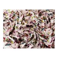 Birds & Flowers Print Micro Satin Dress Fabric