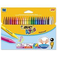 Bic Kids Plastidecor Crayons Vivid Assorted Colour Hard Long-lasting Sharpenable (24 Pack)