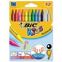 Bic Kids Plastidecor Crayons Vivid Assorted Colour Hard Long-lasting Sharpenable (12 Pack)