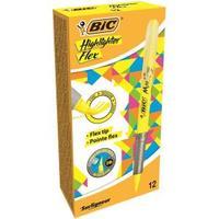 Bic Marking Highlighter Flex Brush Tip Pen FineMediumLarge Yellow Pack