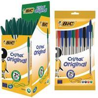 BIC Cristal Medium Green with free assorted Pack of 10