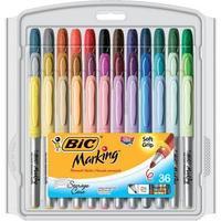 Bic Marking Permanent Marker Pen Fine Tip Soft Grip Assorted Colours