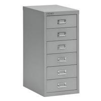 bisley soho h590mm multi drawer 6 steel filing cabinet silver 101234