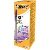 Bic Cristal Fun Ballpoint Pen 1.6mm Tip 0.6mm Line Purple Box of 20