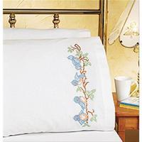 Birds On A Branch Pillowcase Pair Stamped Cross Stitch Kit 230350