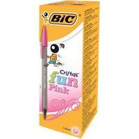 Bic Cristal Fun Ballpoint Pen 1.6mm Tip 0.6mm Line Lime Pink Box of 20