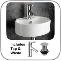 Bitonto 40cm x 30cm Oval Hand Basin with Mixer Tap and Click Clack Waste