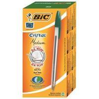 Bic Cristal Medium Ballpoint Pen 1.0mm Tip 0.4mm Line Green Pack of 50