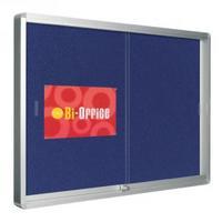 bi office lockable glazed display case 890x625mm 8xa4 sheets blue felt