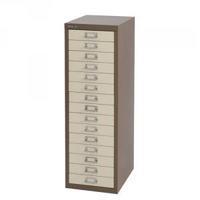 bisley 15 drawer non locking multi drawer cabinet coffee cream by08179