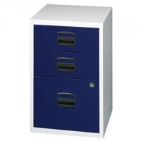 Bisley A4 Home Filer 3 Drawer Lockable Grey and Blue BY59072