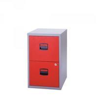 bisley a4 personal filing cabinet 2 drawer lockable grey and red