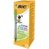 Bic Cristal Fun Lime Green Ball Pen Pack of 20 927885