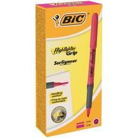 Bic briteliner Grip 1.6 to 3.3 mm Chisel Tip Highlighter Pen Pink 1 x