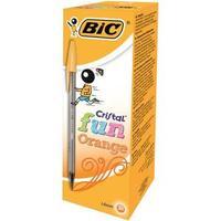 Bic Cristal Fun Ballpoint Pen 1.6mm Tip 0.6mm Line Orange Box of 20