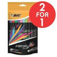 Bic Intensity Fineliner Felt Pen Assorted Colours Pack of 20 2 For 1