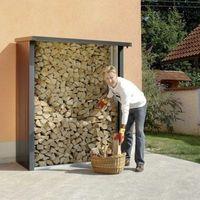 biohort woodstock 150 dark grey metal log store