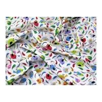 Birds Print Polycotton Dress Fabric Multicoloured