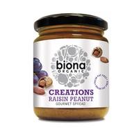 biona creations organic raisin peanut butter 250g