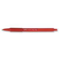 Bic SoftFeel Clic Ballpoint Pen Retractable Rubberised Barrel 1.0mm Tip 0.3mm Line (Red) - (Pack of 12 Pens)