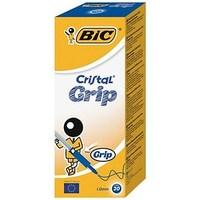 Bic Cristal Grip Clear Barrel Ballpoint Pen 1.0mm Tip 0.4mm Line (Blue) Pack of 100