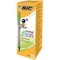 Bic Cristal Fun Ballpoint Pen 1.6mm Tip 0.6mm Line Lime Green (1 x Box of 20 Pens)