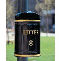 bin litter dome top wall mount gold lettering green