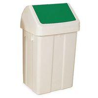 bin swing top 50 litres white body with green top