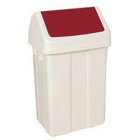 bin swing top 50 litres white body with red top