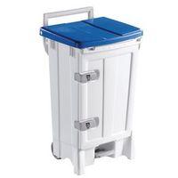 bin front open 90 litres white body and blue lid