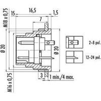 Binder 09-0307-80-03 Series 682 Miniature Circular Connector Nominal current: 7 A Number of pins: 3 DIN