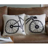 Bicycle Design Cushion Pair, Canvas