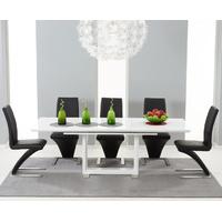 bianco 160cm white high gloss extending dining table with hampstead z  ...