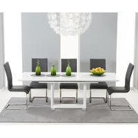 Bianco 160cm White High Gloss Extending Dining Table with Malaga Chairs