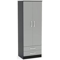 Birlea Lynx Black and Grey Gloss Wardrobe - 2 Door Combi