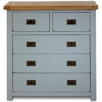 Birlea New Hampshire Grey and Oak Chest of Drawer - 3+2 Drawer