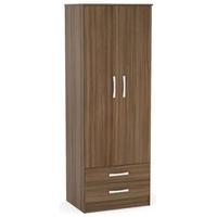 Birlea Lynx Walnut Wardrobe - 2 Door Combi