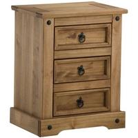 Birlea Corona Waxed Pine Bedside Cabinet - 3 Drawer