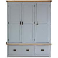 Birlea New Hampshire Grey and Oak Wardrobe - 3 Door 2 Drawer