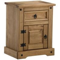 Birlea Corona Waxed Pine Bedside Cabinet - 1 Drawer 1 Door