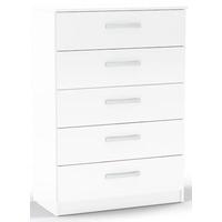 Birlea Lynx White Gloss Chest of Drawer - 5 Drawer