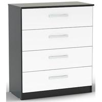 Birlea Lynx Black and White Gloss Chest of Drawer - 4 Drawer