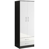 Birlea Lynx Black and White Gloss Wardrobe - 2 Door Combi