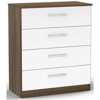 birlea lynx walnut and white gloss chest of drawer 4 drawer