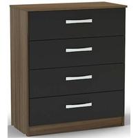 birlea lynx walnut and black gloss chest of drawer 4 drawer